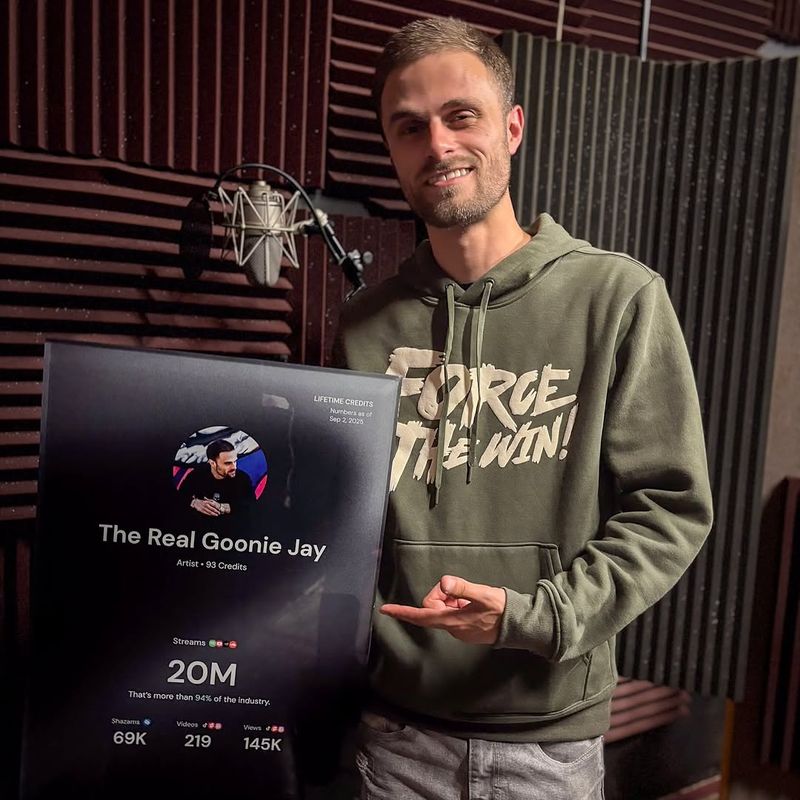 Lifetime credits plaque in a recording studio